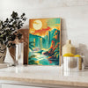 style art voyage un monde couleurs vert bleu parfait intérieur cadeau artistique unique affiche cadre