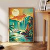 style art voyage un monde couleurs vert bleu parfait intérieur cadeau artistique unique affiche cadre