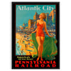 charm yesteryear Atlantic City vintage travel poster vibrant green orange hues captivating wall art ideal gift enthusiast unframed options space