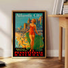 charm yesteryear Atlantic City vintage travel poster vibrant green orange hues captivating wall art ideal gift enthusiast unframed options space