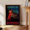 Affiche vintage captivante thème voyage Atlantic City nuances noir gris cadeau unique amateurs version rétro