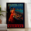 Affiche vintage captivante thème voyage Atlantic City nuances noir gris cadeau unique amateurs version rétro