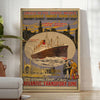 allure Atlantic transport vintage poster black gray tones wall art essence classic boat travel gift touch elegance space sizes A4 cm A0