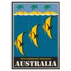charm Australia vintage travel poster vibrant yellow bold black hues wall art lovers unique gift high quality craftsmanship sizes A4 cm A0