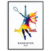 perfect Paris Olympics print dynamic badminton action vibrant poster standout piece wall art ideal sports enthusiasts unique gift artwork ready space