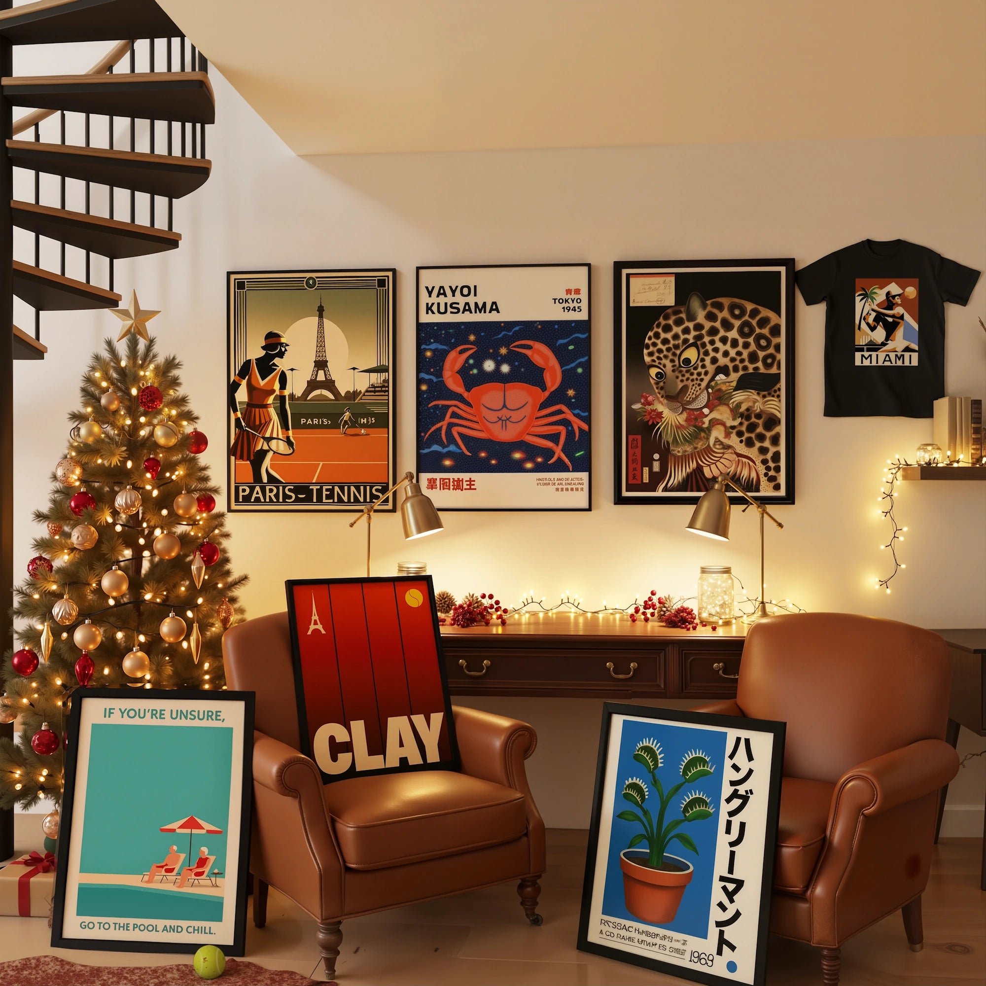 poster affiche tennis salon vintage home decoration living