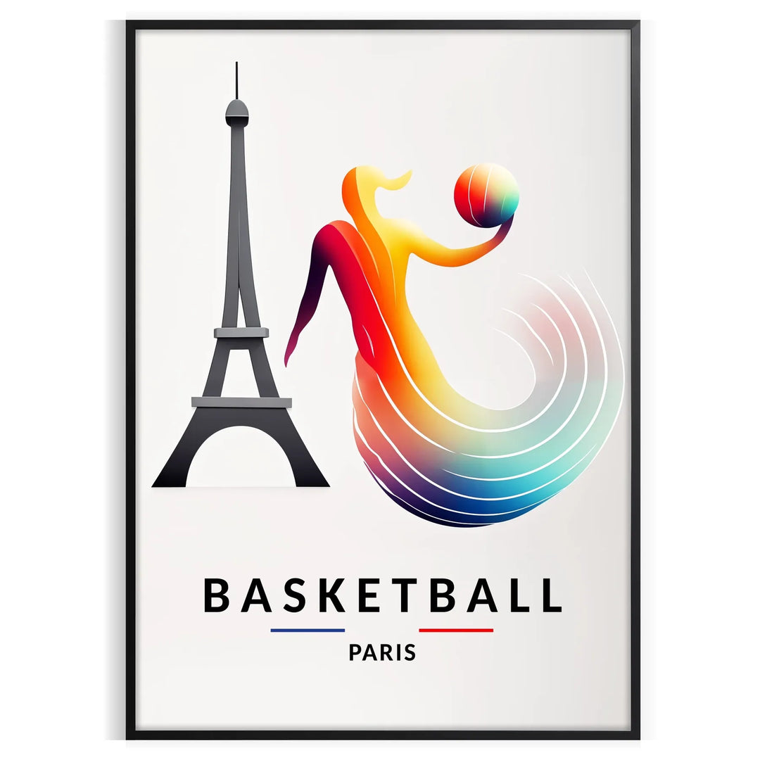 Basketball 2 Paris Poster Travel Poster High Quality Frame Premium Print Home Decor Color