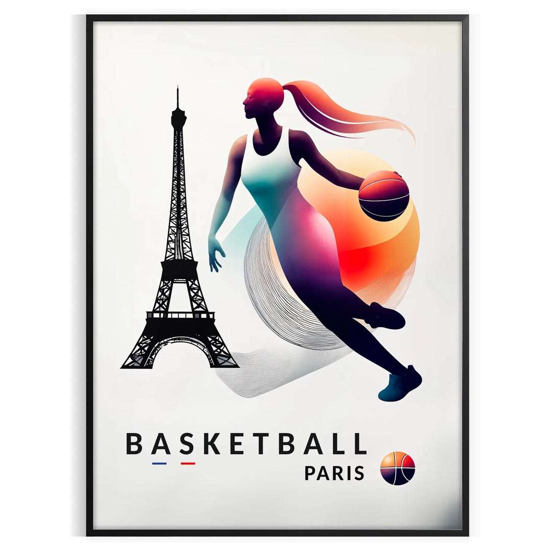 Basketball 3 Paris Poster Travel Poster High Quality Frame Premium Print Home Decor Color