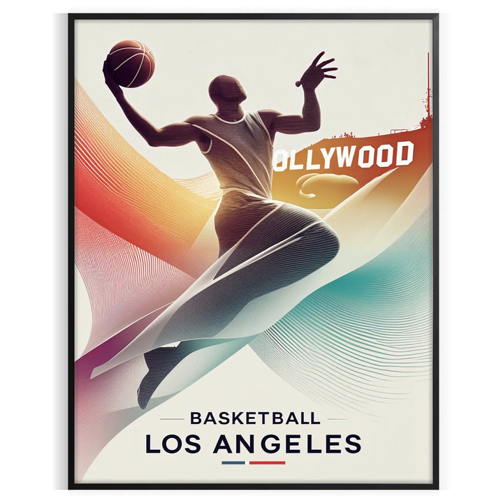 Basketball Los Angeles Poster Travel Poster High Quality Frame Premium Print Home Decor Color