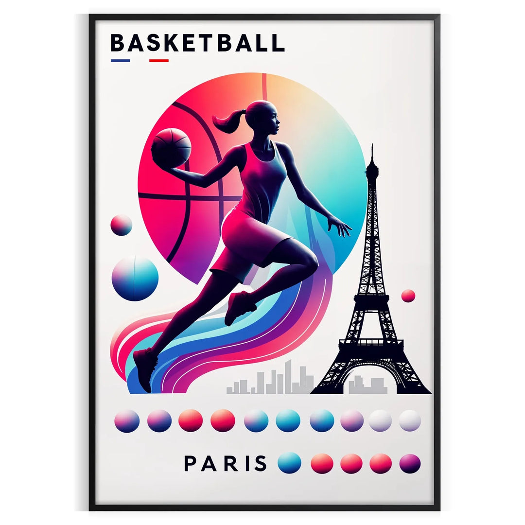 Basketball Paris Poster Travel Poster High Quality Frame Premium Print Home Decor Color