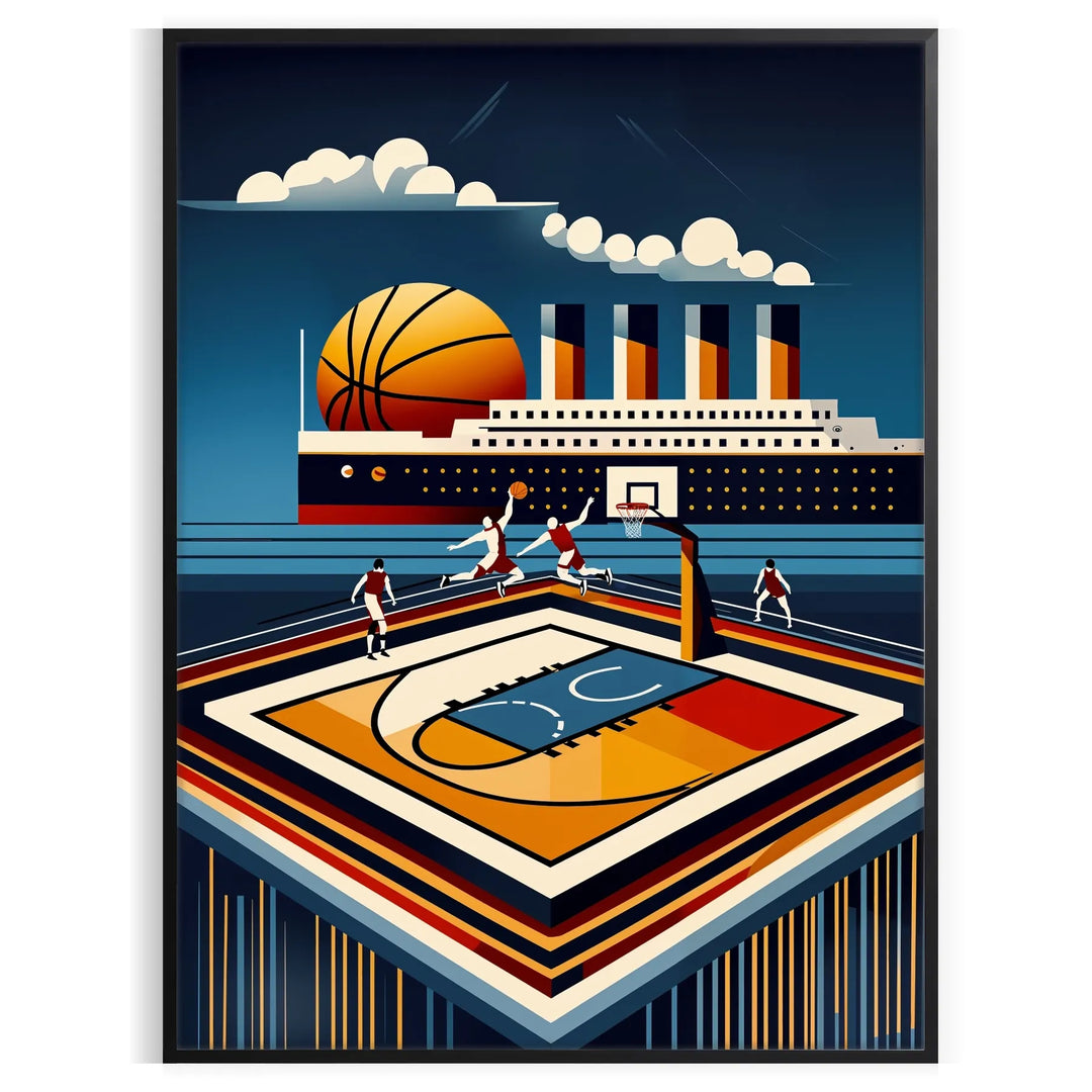 Basketball Titanic Poster Travel Poster High Quality Frame Premium Print Home Decor Color