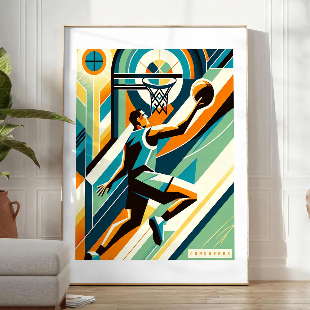 Basketball Poster Travel Poster High Quality Frame Premium Print Home Decor Color