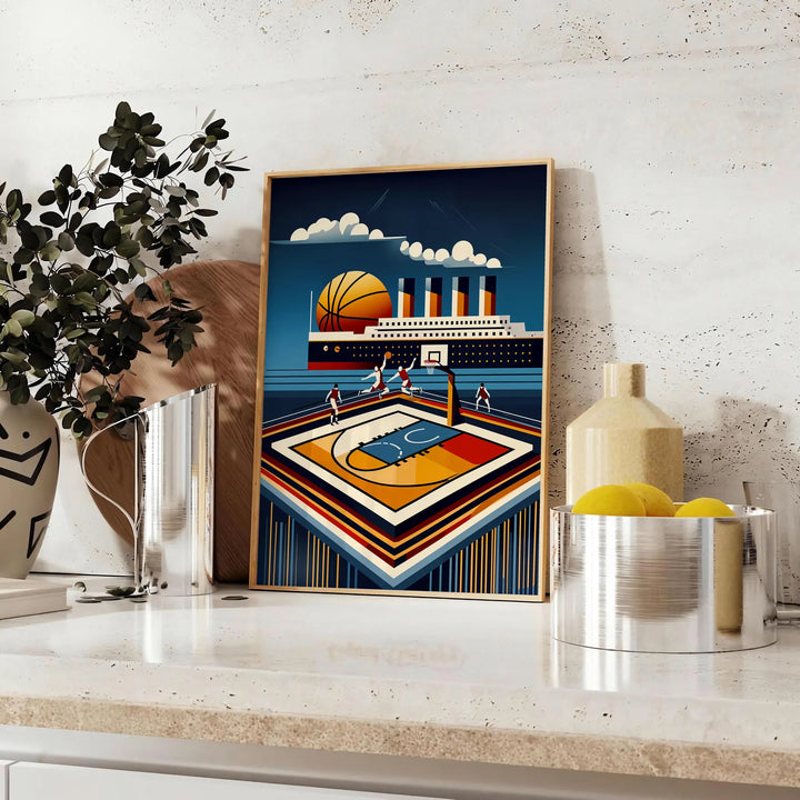 Basketball Titanic Poster Travel Poster High Quality Frame Premium Print Home Decor Color