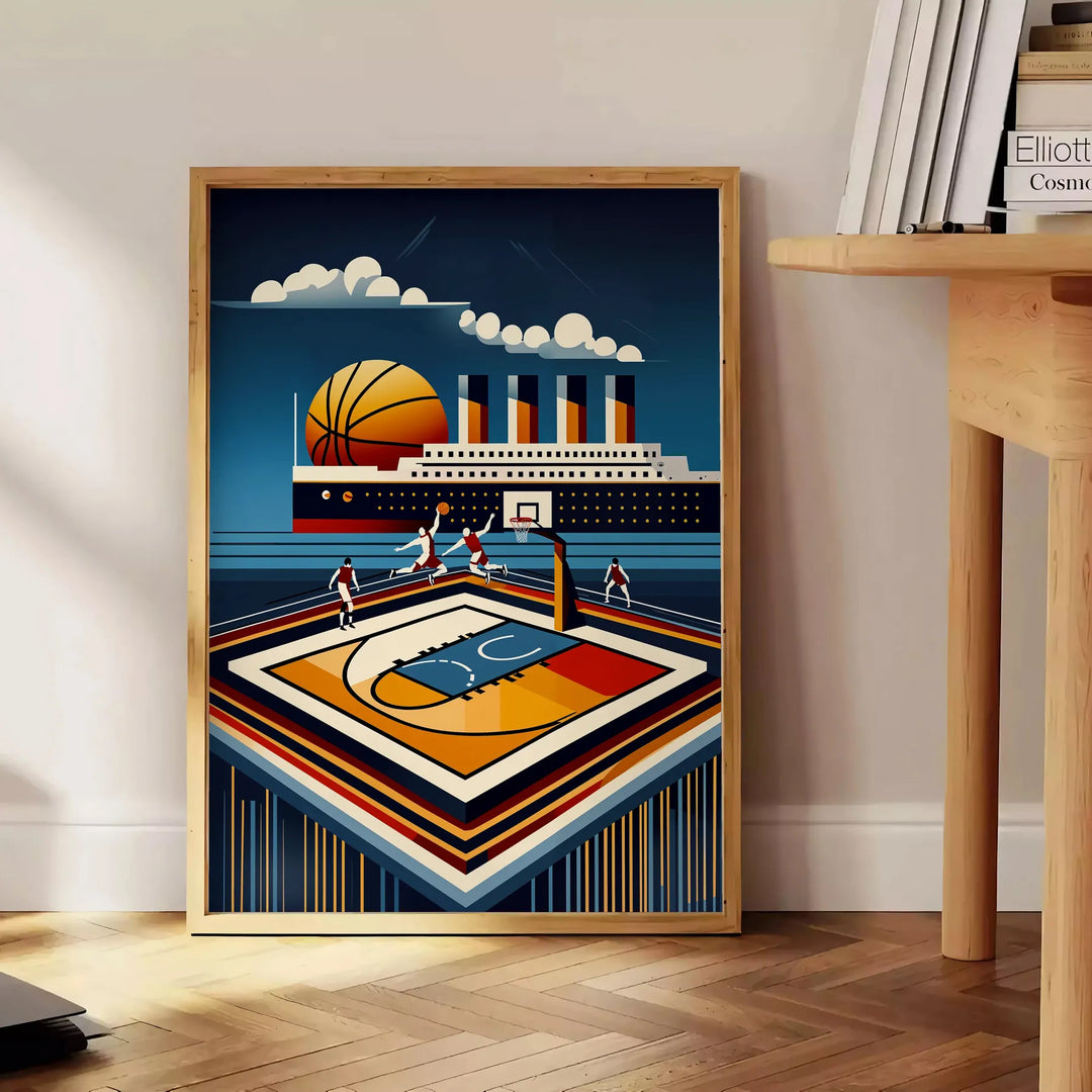 Basketball Titanic Poster Travel Poster High Quality Frame Premium Print Home Decor Color