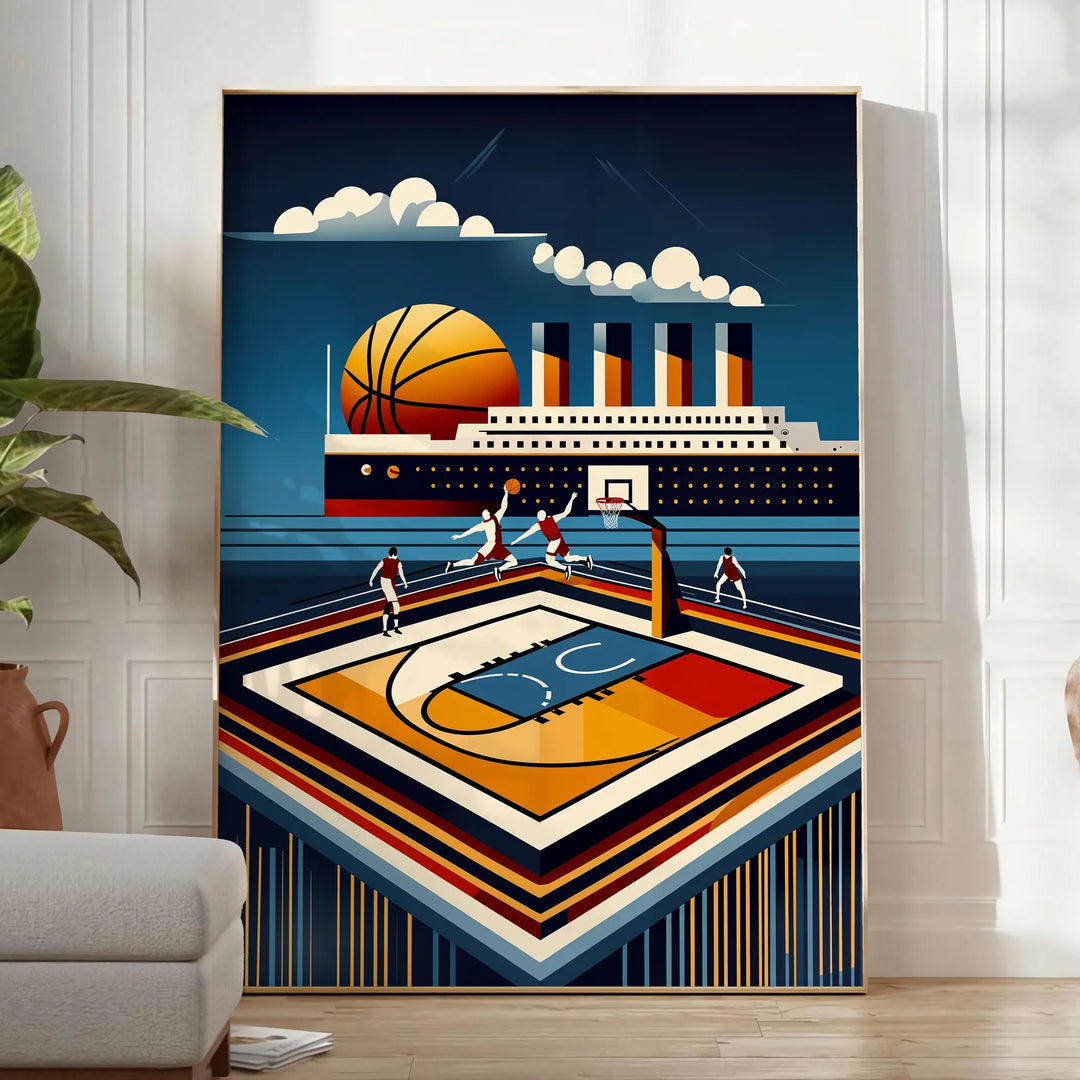 Basketball Titanic Poster Travel Poster High Quality Frame Premium Print Home Decor Color