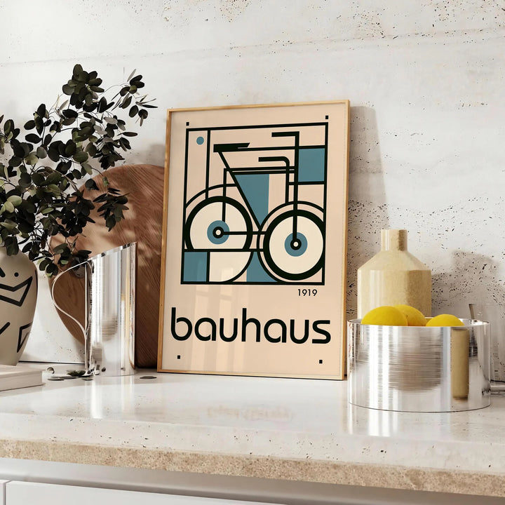 Bauhauss Bicycle Wall Art Travel Poster High Quality Frame Premium Print Home Decor Color