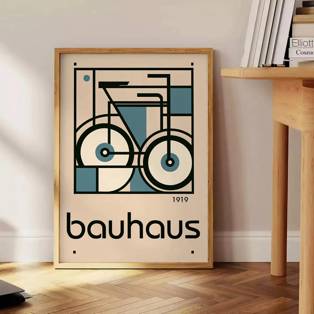 Bauhauss Bicycle Wall Art Travel Poster High Quality Frame Premium Print Home Decor Color