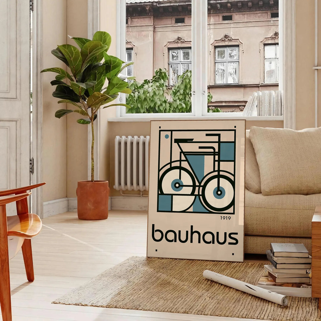 Bauhauss Bicycle Wall Art Travel Poster High Quality Frame Premium Print Home Decor Color