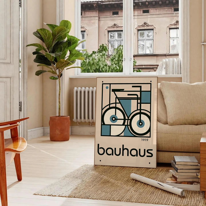 Bauhauss Bicycle Wall Art Travel Poster High Quality Frame Premium Print Home Decor Color