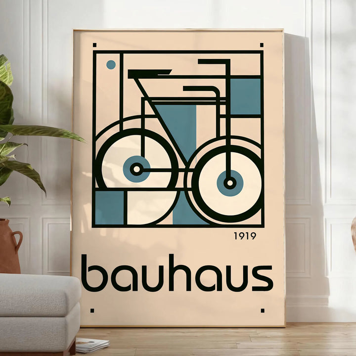 Bauhauss Bicycle Wall Art Travel Poster High Quality Frame Premium Print Home Decor Color