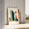space Bauhaus wall art poster striking blend human artistry vibrant orange white unique gift own decor dimensions A4 cm A0