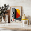 space captivating Bauhaus art print striking human design bold orange black modern poster perfect lover touch sophistication wall collection sizes A4 cm A0