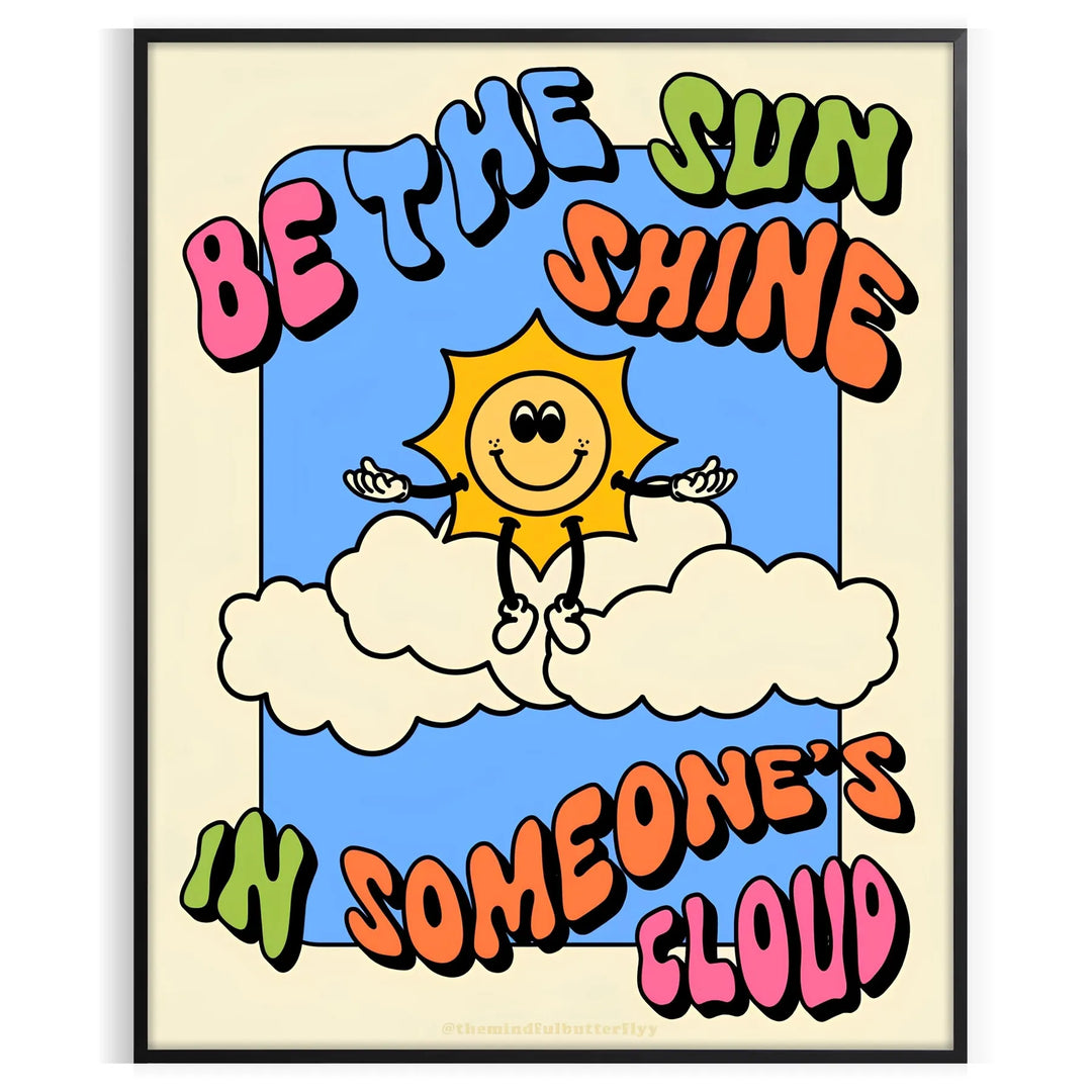 Be The Sun Shine Groovy Print Travel Poster High Quality Frame Premium Print Home Decor Color