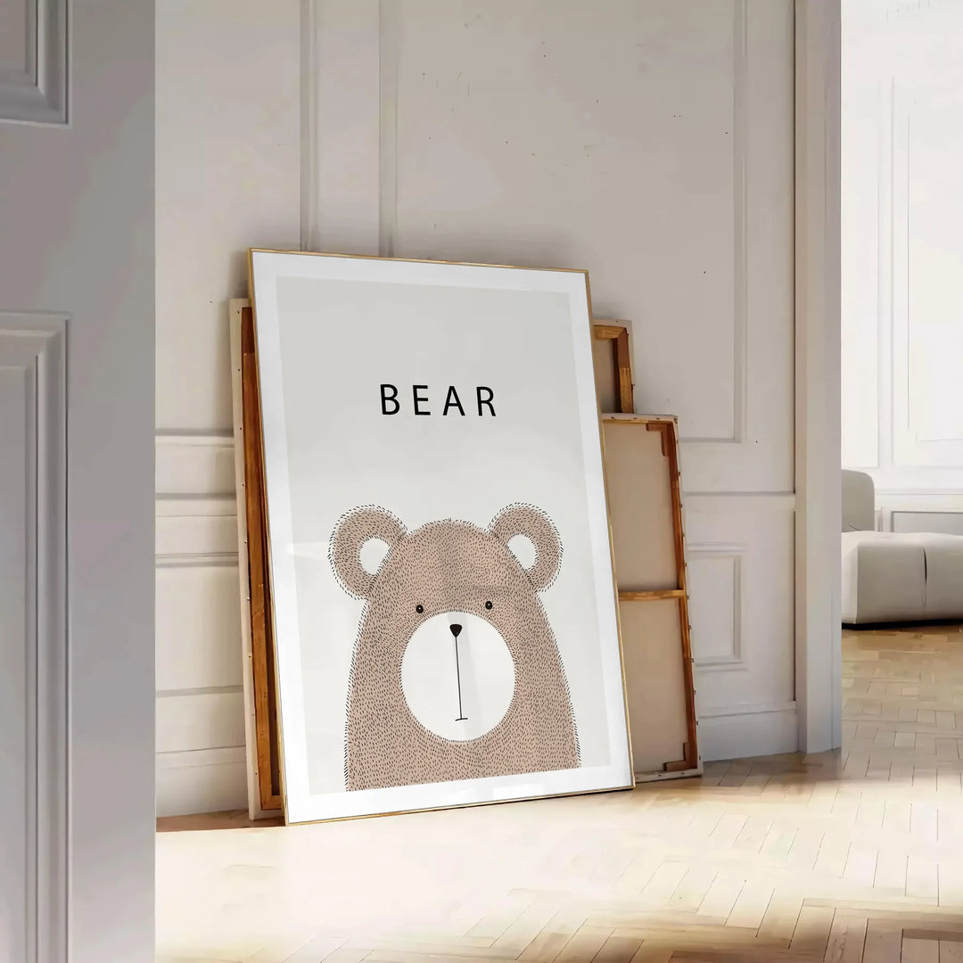 Bear Animal Wall Print Travel Poster High Quality Frame Premium Print Home Decor Color