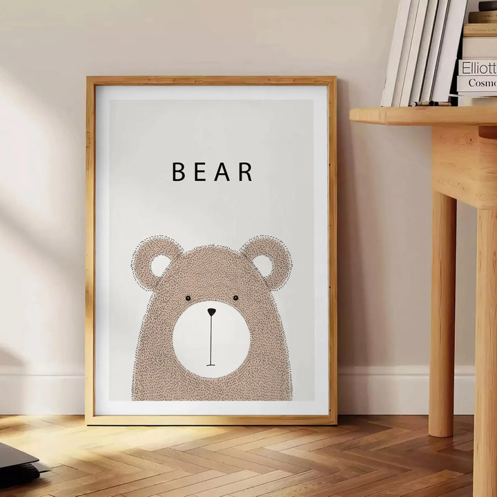 Bear Animal Wall Print Travel Poster High Quality Frame Premium Print Home Decor Color