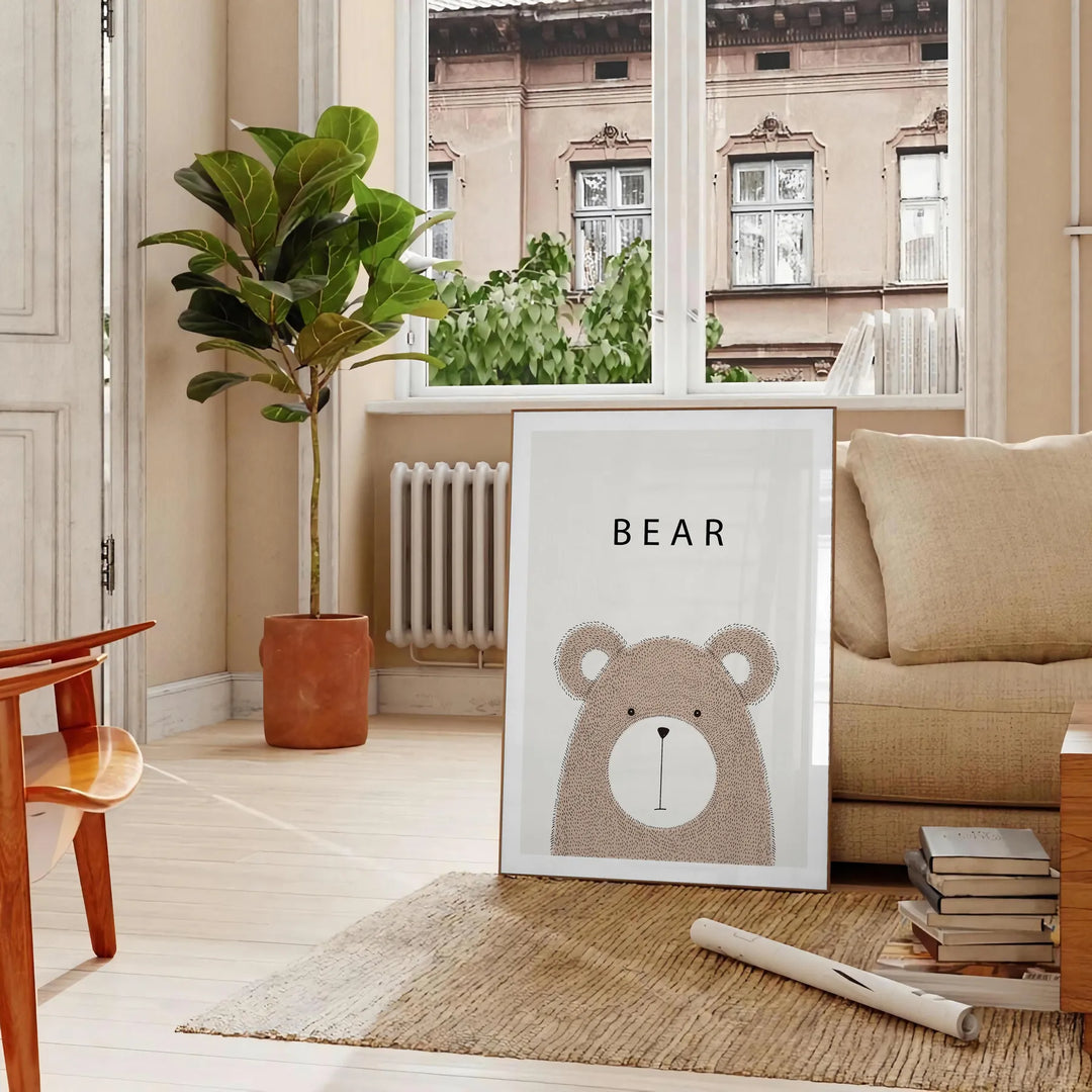 Bear Animal Wall Print Travel Poster High Quality Frame Premium Print Home Decor Color