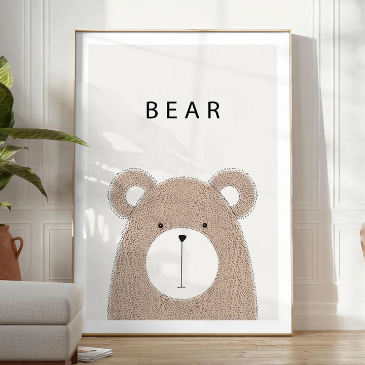 Bear Animal Wall Print Travel Poster High Quality Frame Premium Print Home Decor Color