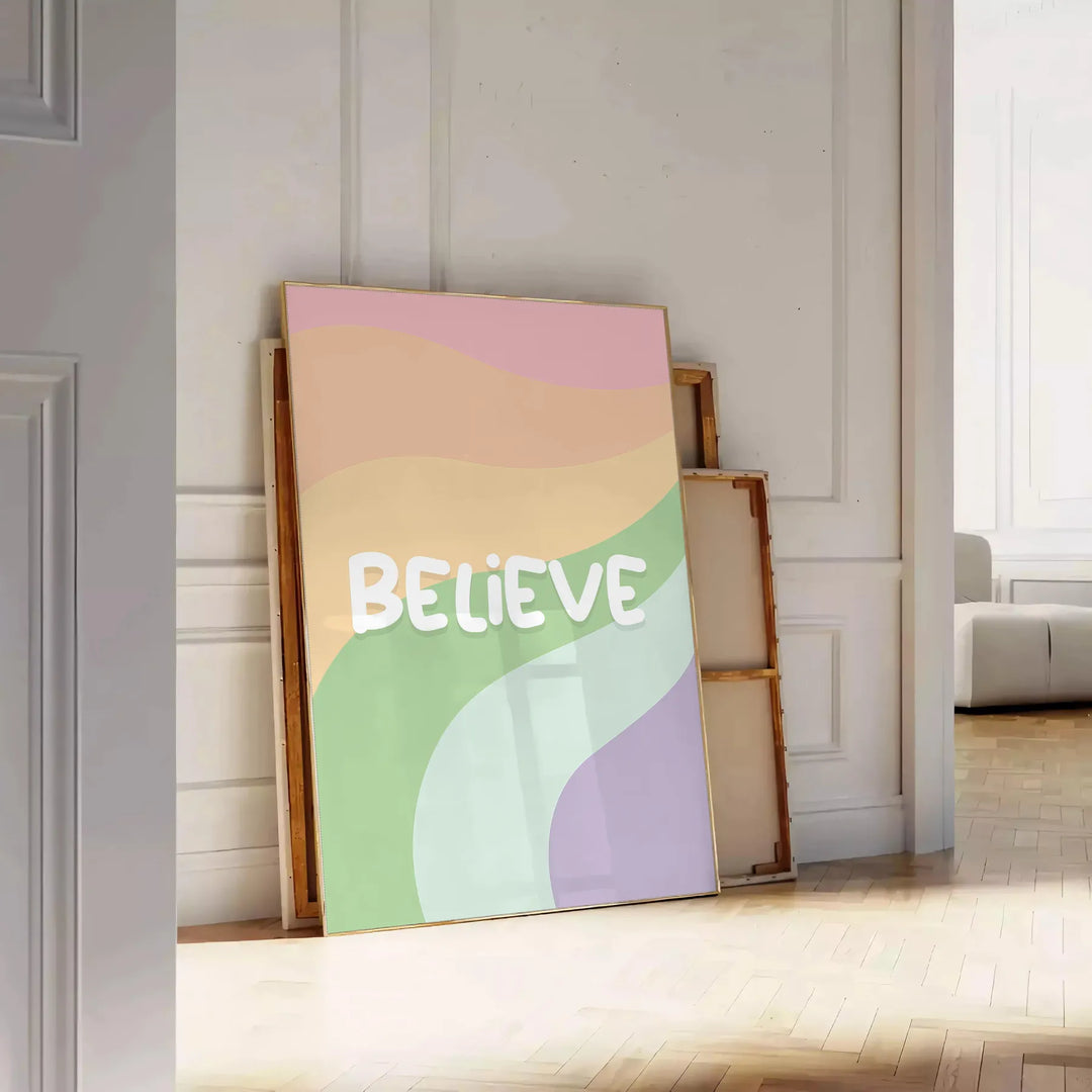 Believe Motivation Print Travel Poster High Quality Frame Premium Print Home Decor Color