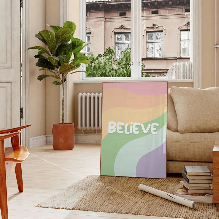 Believe Motivation Print Travel Poster High Quality Frame Premium Print Home Decor Color