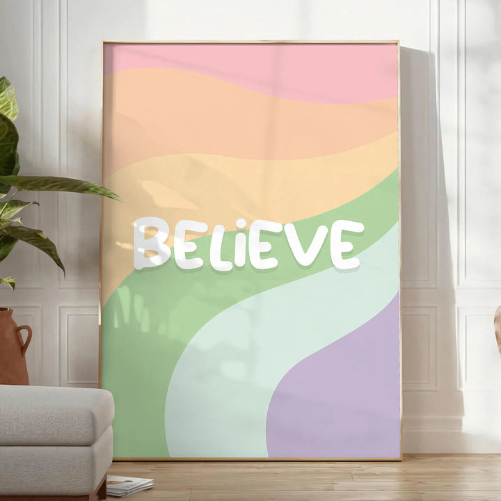 Believe Motivation Print Travel Poster High Quality Frame Premium Print Home Decor Color