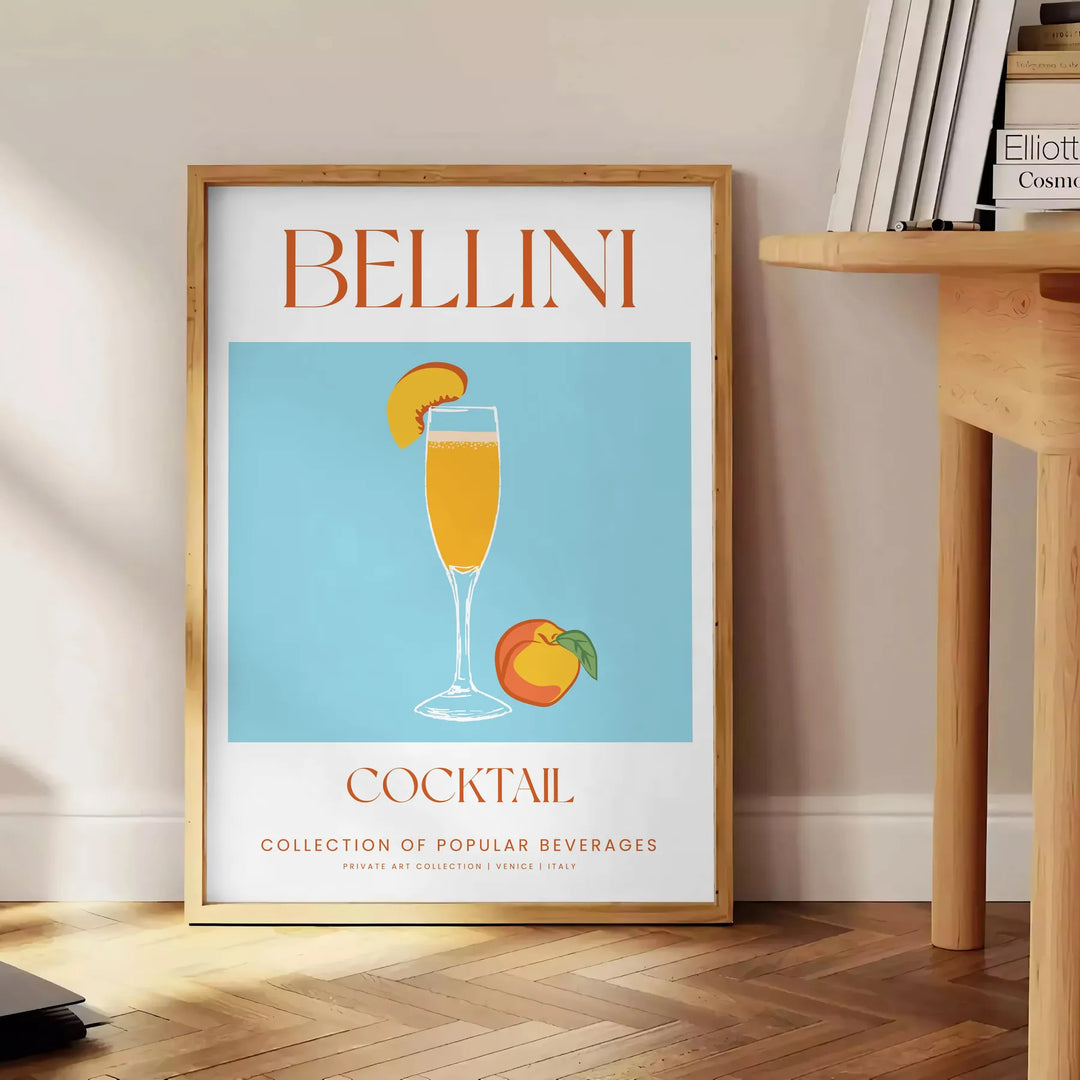 Bellini Cocktail Art Print Travel Poster High Quality Frame Premium Print Home Decor Color