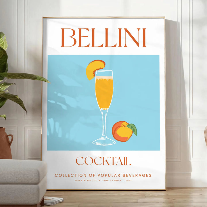 Bellini Cocktail Art Print Travel Poster High Quality Frame Premium Print Home Decor Color