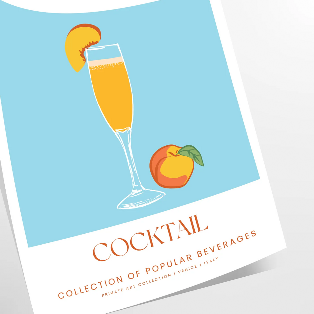 Bellini Cocktail Art Print Travel Poster High Quality Frame Premium Print Home Decor Color