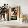 vibrant world Biarritz surf stunning orange black poster wall art thoughtful gift artwork essence coastal adventure dimensions A4 cm A0