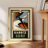 vibrant world Biarritz surf stunning orange black poster wall art thoughtful gift artwork essence coastal adventure dimensions A4 cm A0