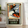 vibrant world Biarritz surf stunning orange black poster wall art thoughtful gift artwork essence coastal adventure dimensions A4 cm A0
