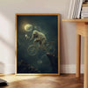 enchanting Bike Elephant poster playful bicycle green gray palette wall art thoughtful gift unique artwork charm space ready decor