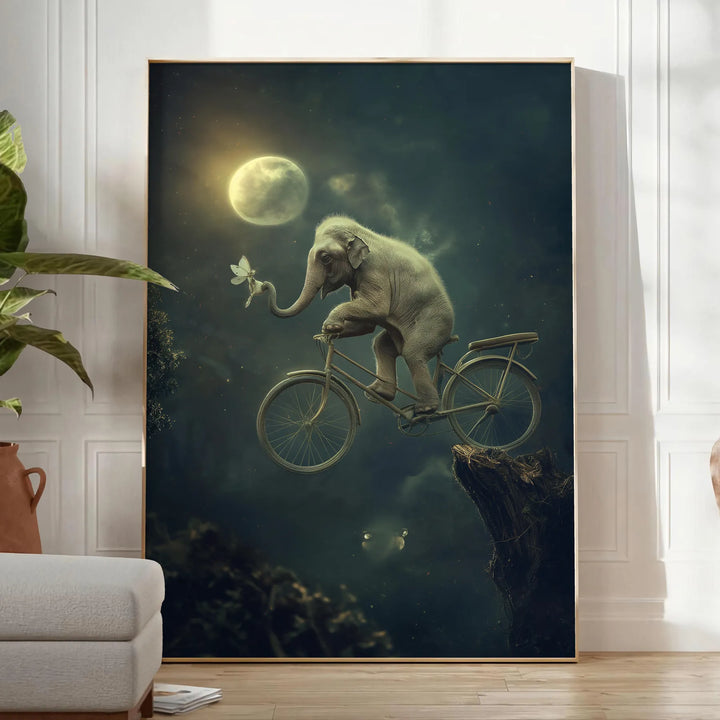 Bike Elephant Animal Poster Travel Poster High Quality Frame Premium Print Home Decor Color