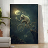 enchanting Bike Elephant poster playful bicycle green gray palette wall art thoughtful gift unique artwork charm space ready decor