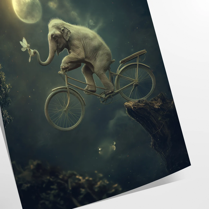 Bike Elephant Animal Poster Travel Poster High Quality Frame Premium Print Home Decor Color