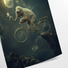 enchanting Bike Elephant poster playful bicycle green gray palette wall art thoughtful gift unique artwork charm space ready decor