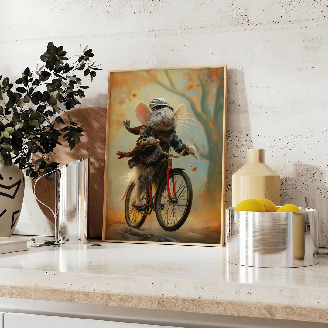 Bike Rat Animal Poster Travel Poster High Quality Frame Premium Print Home Decor Color