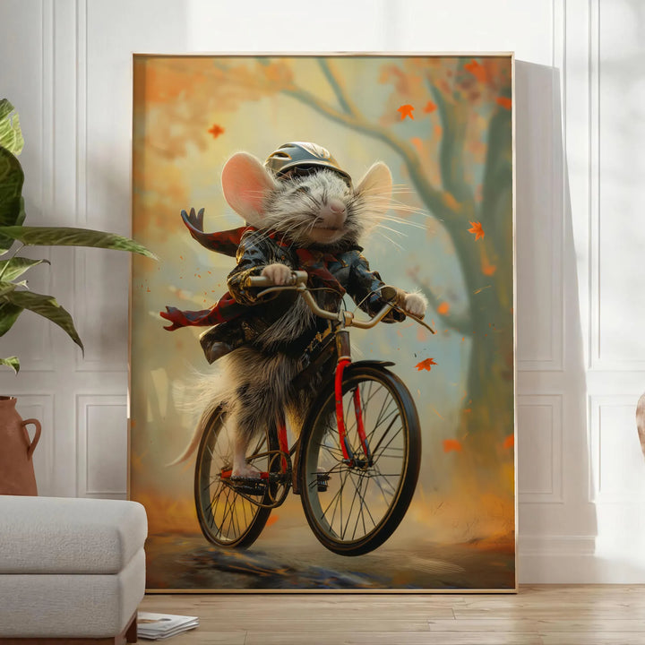 Bike Rat Animal Poster Travel Poster High Quality Frame Premium Print Home Decor Color