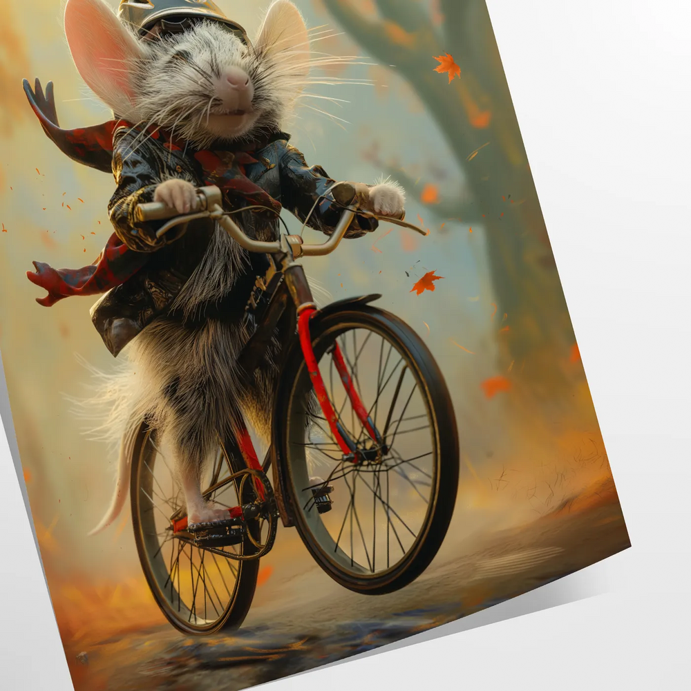 Bike Rat Animal Poster Travel Poster High Quality Frame Premium Print Home Decor Color