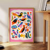 space vibrant bird poster bold orange blue hues captivating wall art ideal gift touch nature room various print sizes A4 cm A0