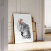 space elegant bird poster gray white tones wall art exquisite print perfect gift nature lover multiple sizes A4 cm A0 room artwork today